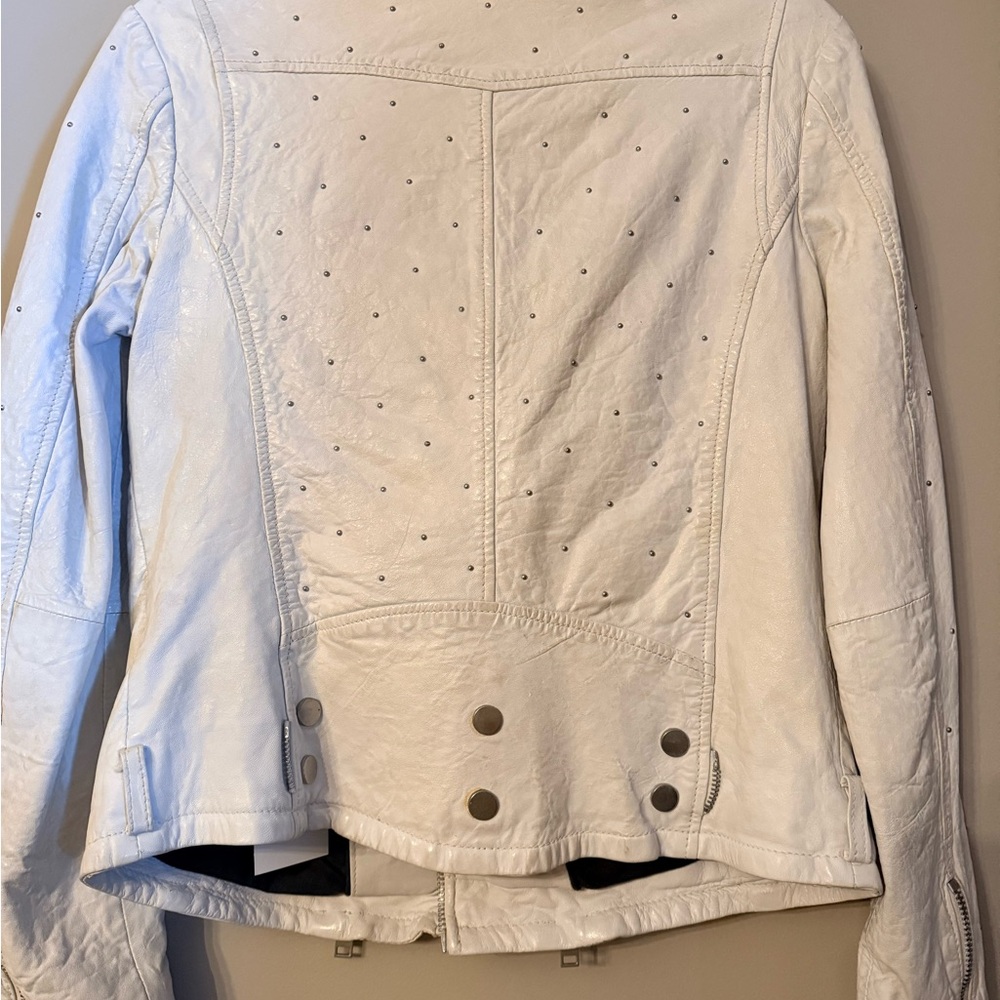 White Leather Jacket with Studs - image 2